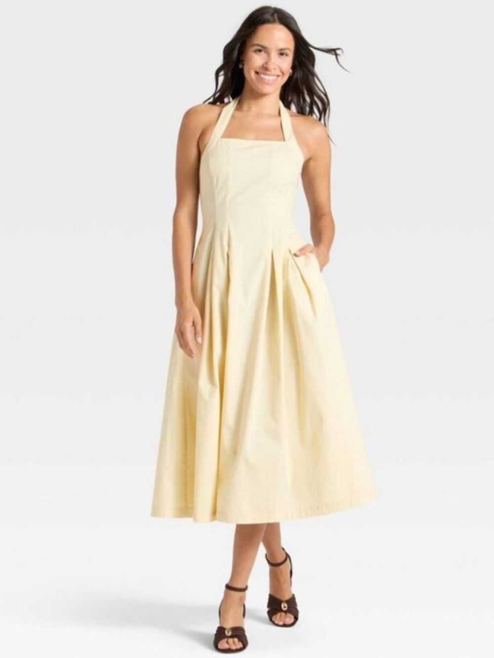A NEW DAY Women's Midi Cream Halter Dress
Size M